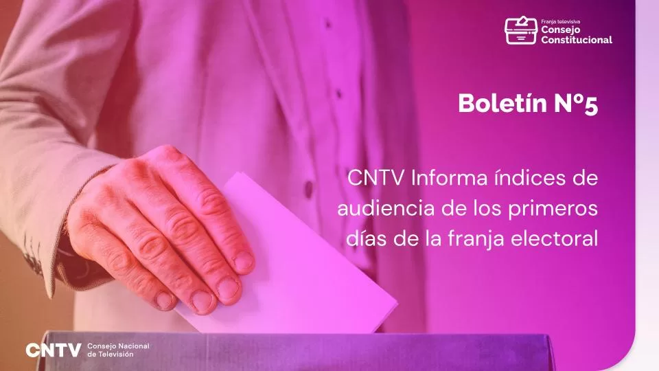 Quinto boletín franja electoral: CNTV Informa índices de audiencia de los primeros días de la franja electoral
